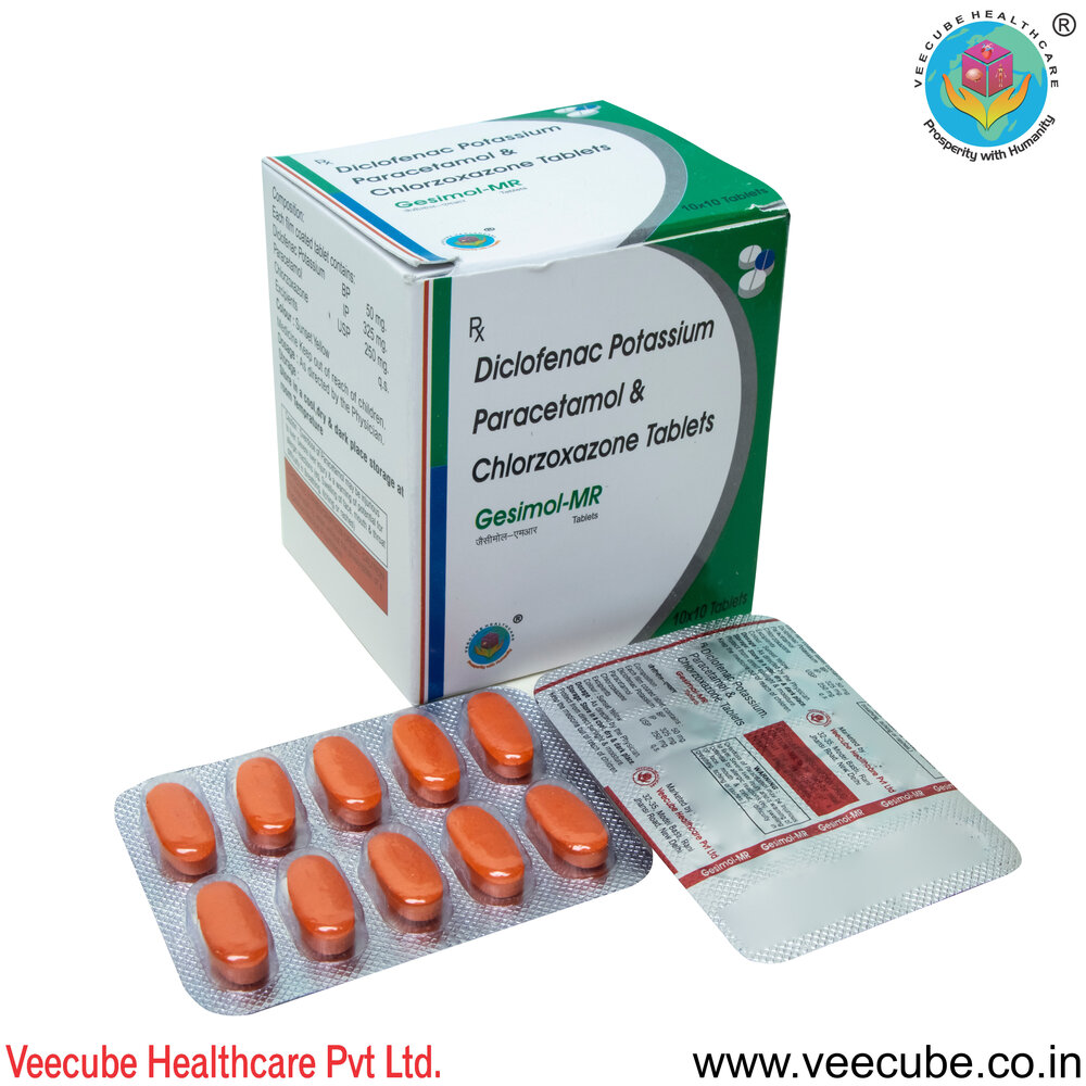 Diclofenac Potassium 50mg Paracetamol 325mg Chlorzoxazone 250 Tablet