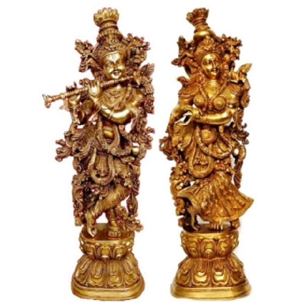 Aakrati Metal Brass Handmade Handicrafts Lord Radha Krishna Statue For Your Home Decoration By Ashopi Antique