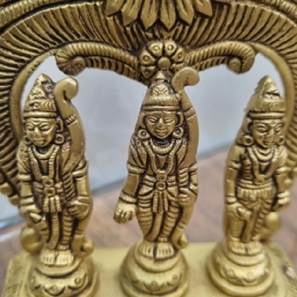 Aakrati Brass Ram Darbar| Beautiful Statue Of Ram Lalla With Maa Sita, Laxman & Hanuman Ji| Home Decor| Temple Da Accor - Color: Yellow