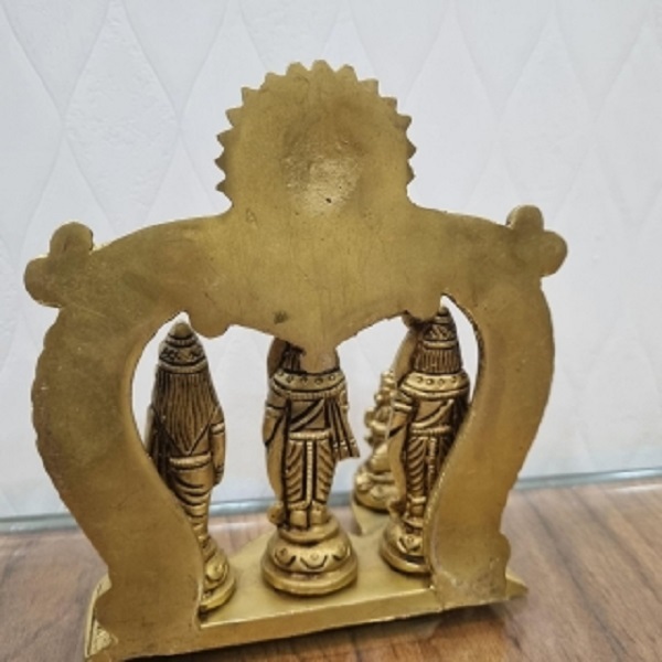 Aakrati Brass Ram Darbar| Beautiful Statue Of Ram Lalla With Maa Sita, Laxman & Hanuman Ji| Home Decor| Temple Da Accor - Color: Yellow