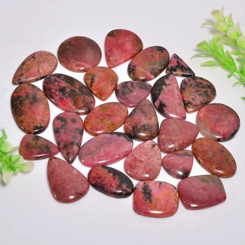 Natural Rhodonite Cabochon Mix Shape Gemstone - Hardness: Rigid