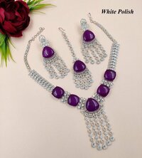 Party Wear American Diamond Necklace With GlassStone