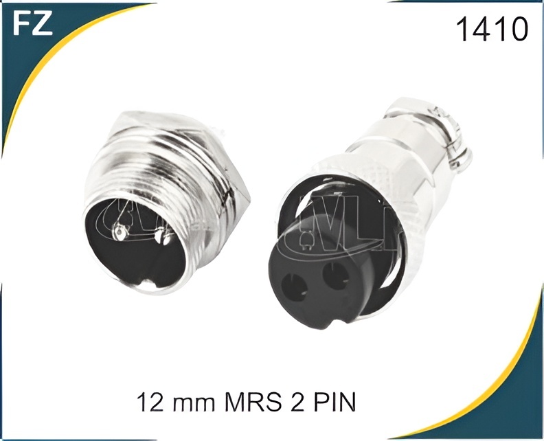 Round Shell Aviation Circular Connector - Copper, 2-Pin Size, Male and Female, Lite Metal, Ideal for Panel Mounting, Watertight Signal/Power Transmission