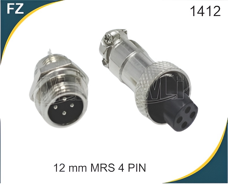 12 MM MRS 7 PIN Connector - GX-16 4-Pin Metal Aviation Plug, Copper Material, Male & Female Panel Connectors for Watertight Connections