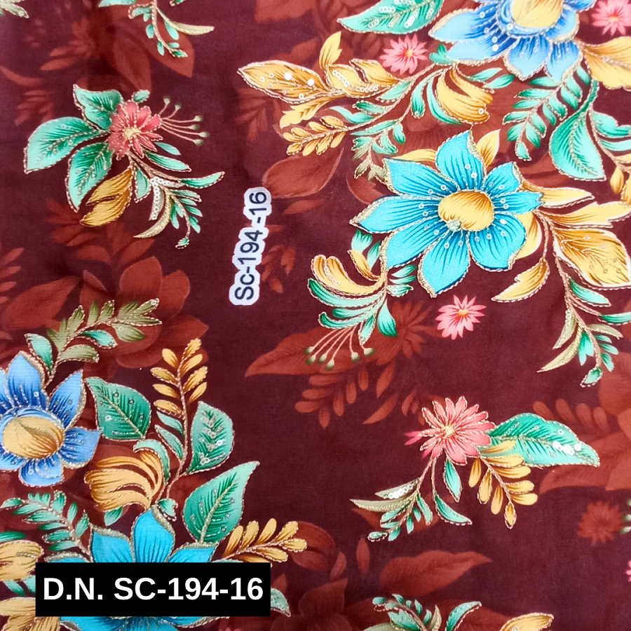 Premium Maroon Chinon Fabric with Sequins  Perfect for Bridal Wear