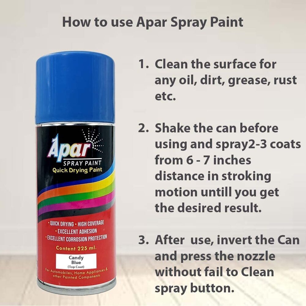 Apar Spray Paint Can Candy Blue-225 Ml, For Bicycle, Bike, Cars, Home, Wood, Metal, Furnitures, Art And Craft Painting - Color: Any Color