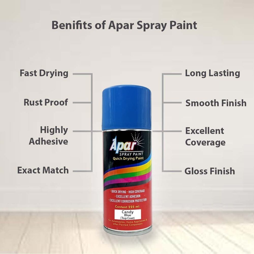 Apar Spray Paint Can Candy Blue-225 Ml, For Bicycle, Bike, Cars, Home, Wood, Metal, Furnitures, Art And Craft Painting - Color: Any Color