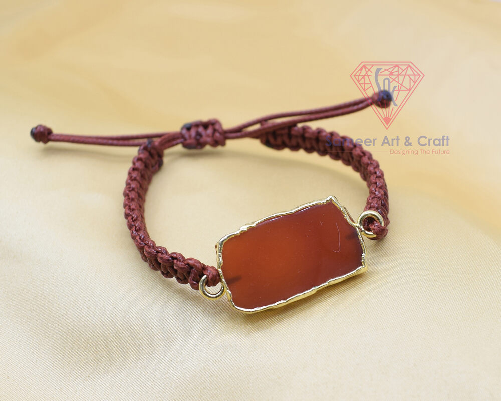 Brass With 18k Gold Plated Electroplated Natural Gemstone Handmade Thread Bracelet
