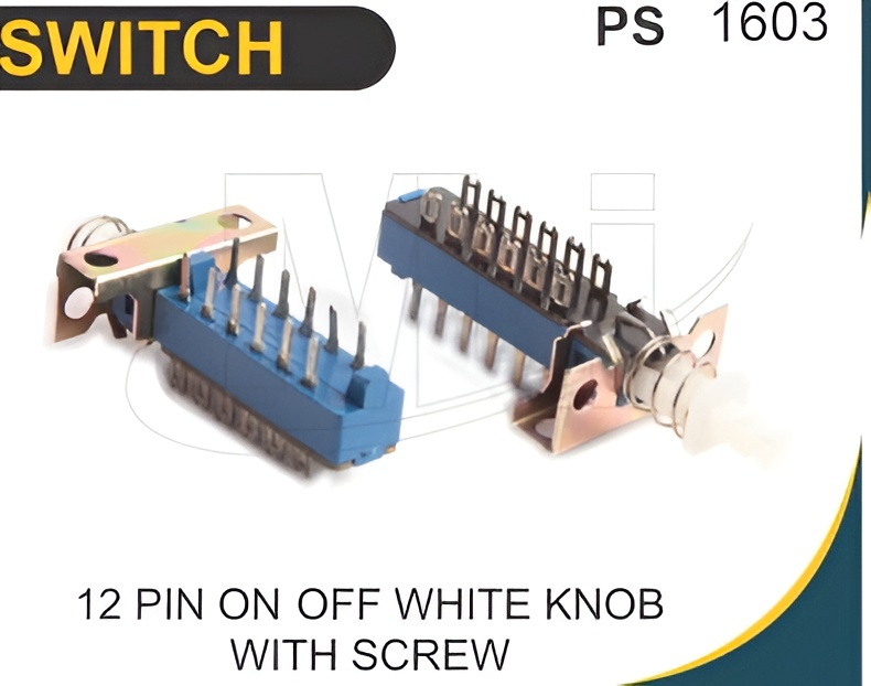 12 Pin On Off White Knob With Screw