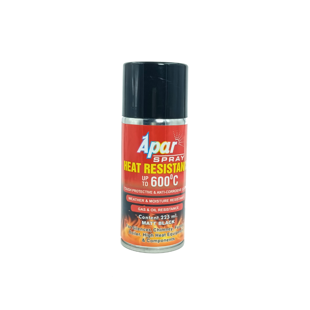 Apar Heat Resistant Spray Paint Can MATT BLACK  -225 ml (upto 600A C), For High Heat Surface Like silencer, boiler,chimneys etc.