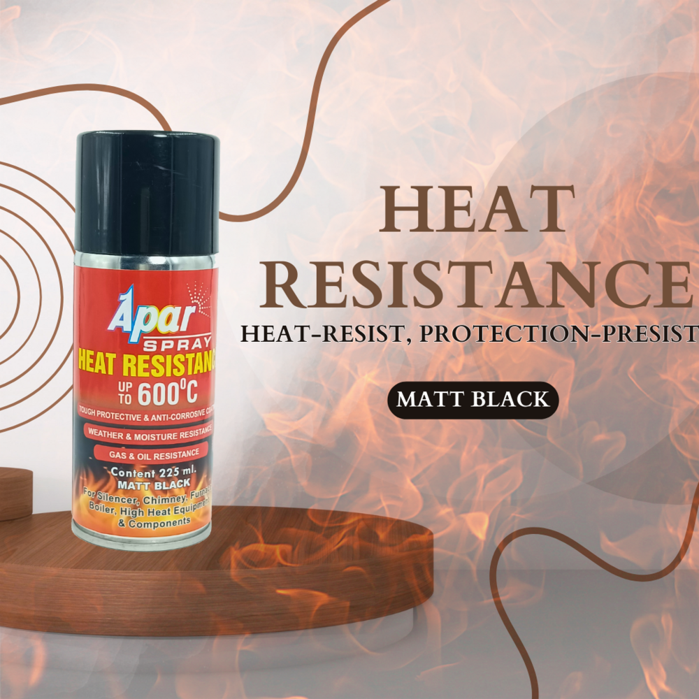 Apar Heat Resistant Spray Paint Can Matt Black -225 Ml (Upto 600a C), For High Heat Surface Like Silencer, Boiler,chimneys Etc.