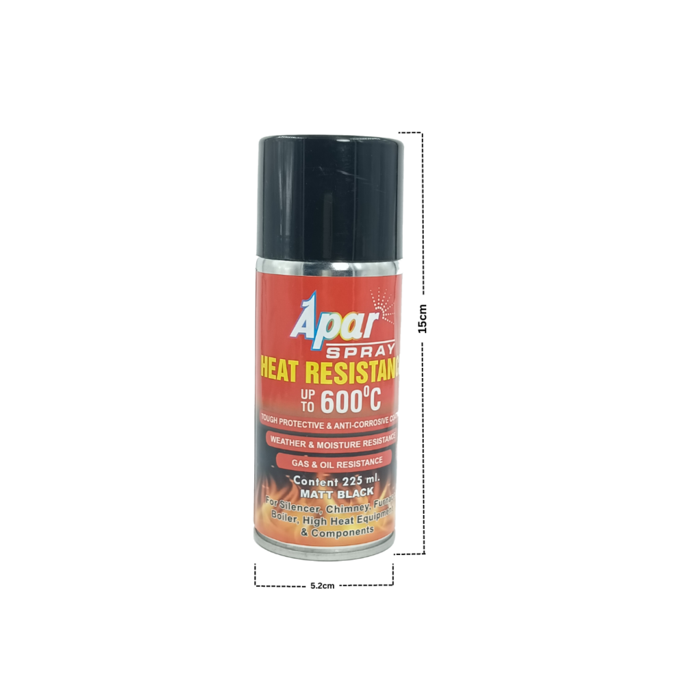 Apar Heat Resistant Spray Paint Can Matt Black -225 Ml (Upto 600a C), For High Heat Surface Like Silencer, Boiler,chimneys Etc.