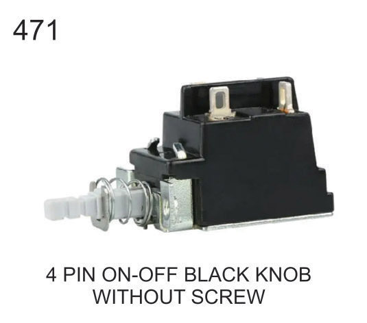 Black 4 PIN KDC SWITCH ON OF WHITE KNOB WIITHOUT SCREW,