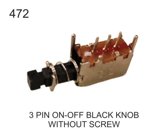 3 PIN ON-OFF BLACK KNOB WITHOUT SCREW