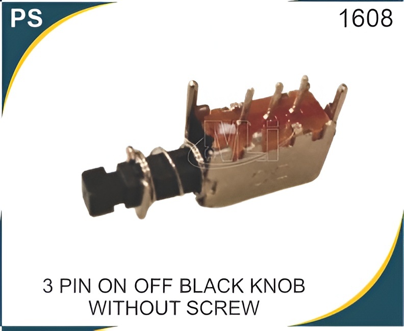 3 Pin On Off Black Knob Without Screw