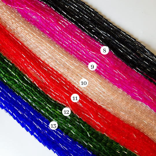Elegant Glass Beads - Multicolor 6x12 Pencil Design | Approx. 47 Beads Per Line, High-quality Crafting Supplies