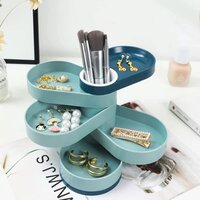 CherryBox Rotatable Jewellery Organiser - 5 Layer Rotatable Plastic Jewellery Storage Case with Anti Slip Base for Earring, Ring, Studs for Women- 360 Degree Rotatable and Portable