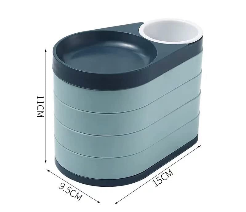 Cherrybox Rotatable Jewellery Organiser - Plastic, Standard Size, Green/blue | 5 Layer Rotatable Storage Case For Earrings, Rings, Studs, 360â° Portable With Anti-slip Base