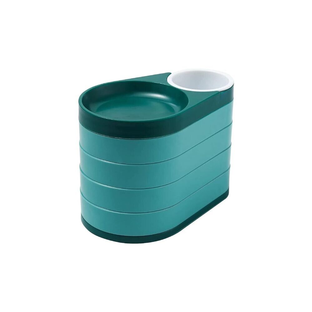 Cherrybox Rotatable Jewellery Organiser - Plastic, Standard Size, Green/blue | 5 Layer Rotatable Storage Case For Earrings, Rings, Studs, 360â° Portable With Anti-slip Base