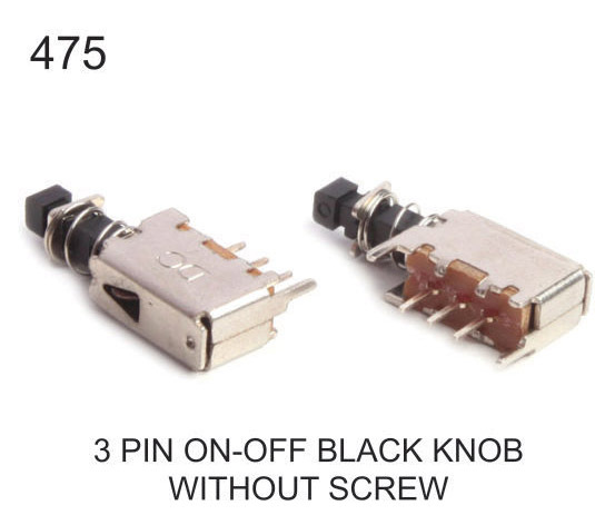 3 PIN ON-OFF BLACK KNOB WITHOUT SCREW POWER SWITCH