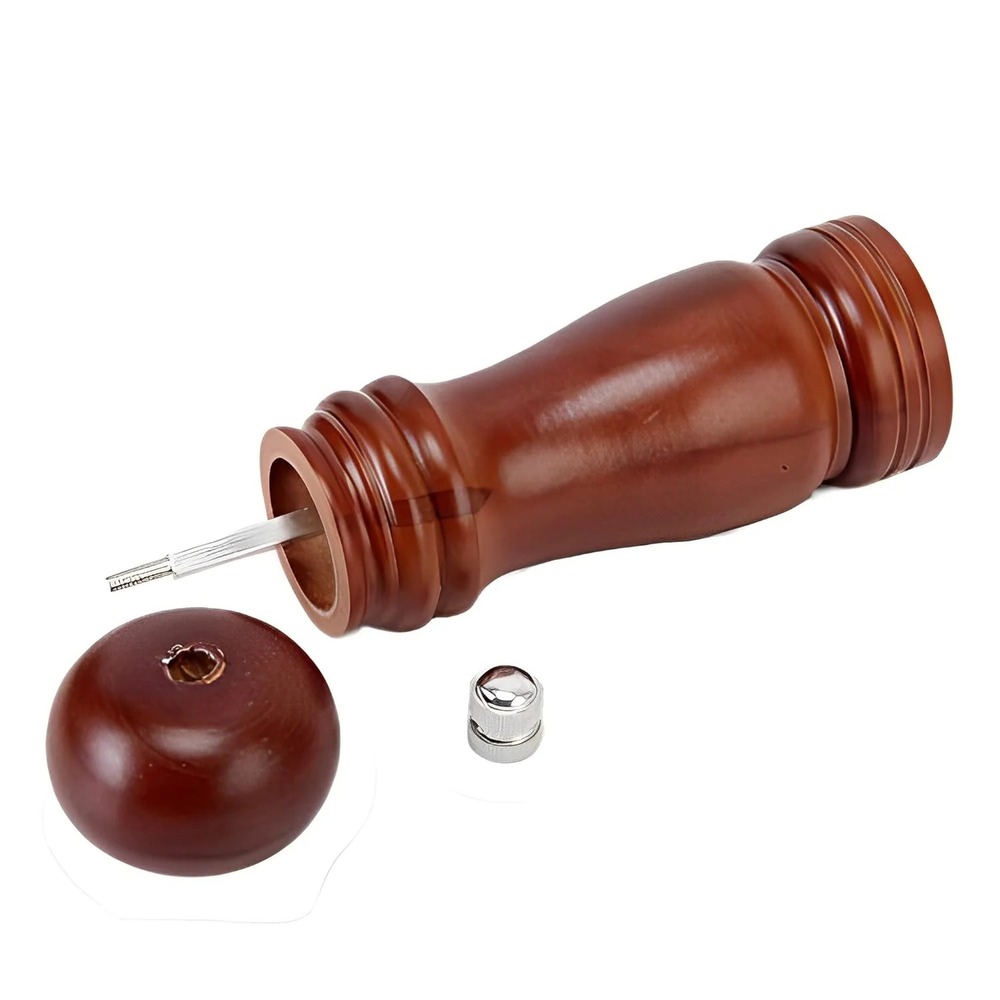 Wooden Pepper Mill - Wooden Material, 22x6x6 Cm Size | Refillable Salt Grinder With Adjustable Ceramic Rotor, Easy To Use And Clean