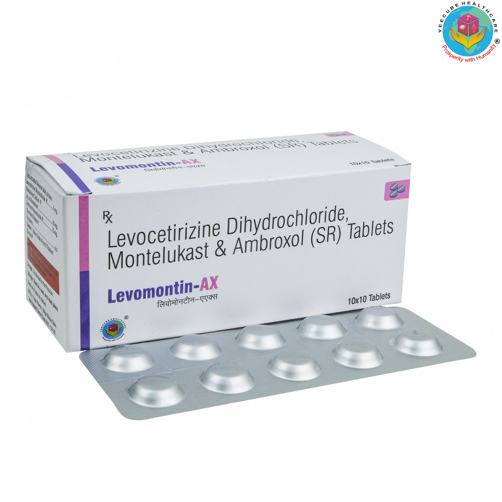 Montelukast Sodium 10Mg Levocetirizine Dihydrochloride 5 mg Ambroxol Hcl 75mg Bilayered Tablet