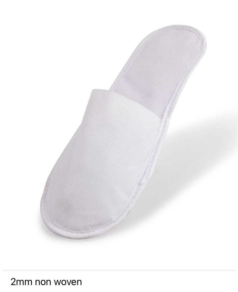 Terry Disposable Slippers - Non-woven Material, Standard Size, White Color | Flat Heel, Semi-round Toe Style, Suitable For Any Season