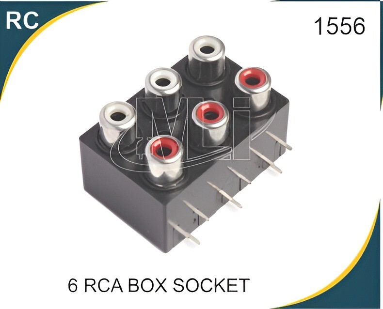 6 RCA BOX SOCKET - 6 PIN FEMALE Socket With Shutter Operating Temperature -25 DegreeC to 70 DegreeC Through Hole Mounting Nickel Plated Contacts