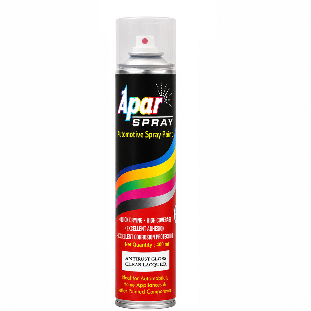 Apar Spray Paint Can Antirust Clear Lacquer - 440 ml Highgrade Acrylic Binder UV Resistant Quick Drying Gloss Finish Corrosion Protection for Metal Wood Plastics