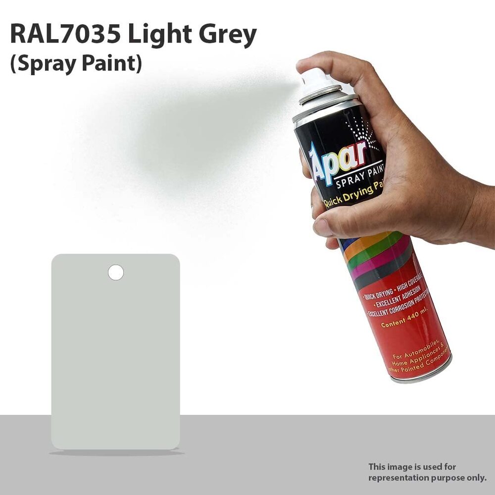 Apar Spray Paint Can Ral 7035 (Light Grey) - 440 Ml, For Industrial Powder Coatings, Liquid Paintings, Electrical Panels Etc.