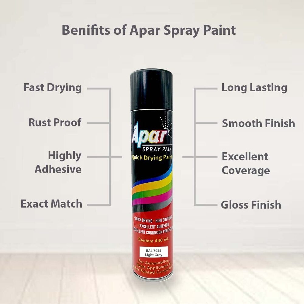 Apar Spray Paint Can Ral 7035 (Light Grey) - 440 Ml, For Industrial Powder Coatings, Liquid Paintings, Electrical Panels Etc.