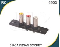 3 Rca Indian Socket - Plastic, Black | Standard Audio & Video Connectivity, Color-coded Channels, Durable Design With Gold-plated Contacts