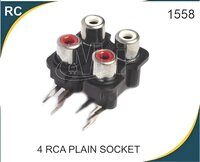 4 Rca Plain Socket - Metal, Standard Size, Silver Color, 4 Pin Socket With Shutter | Durable Design With Gold-plated Contacts For Optimal Signal Transmission