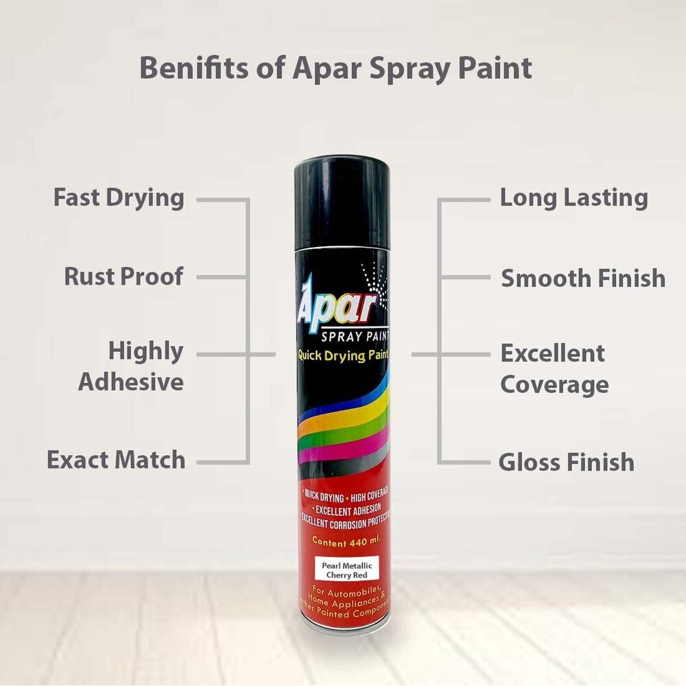 Apar Spray Paint Can Pearl Metallic CHERRY RED - 440 ml,  For Electric Rickshaw, Bike, Cars, Home, Wood, Metal, Furnitures, Art and craft Painting