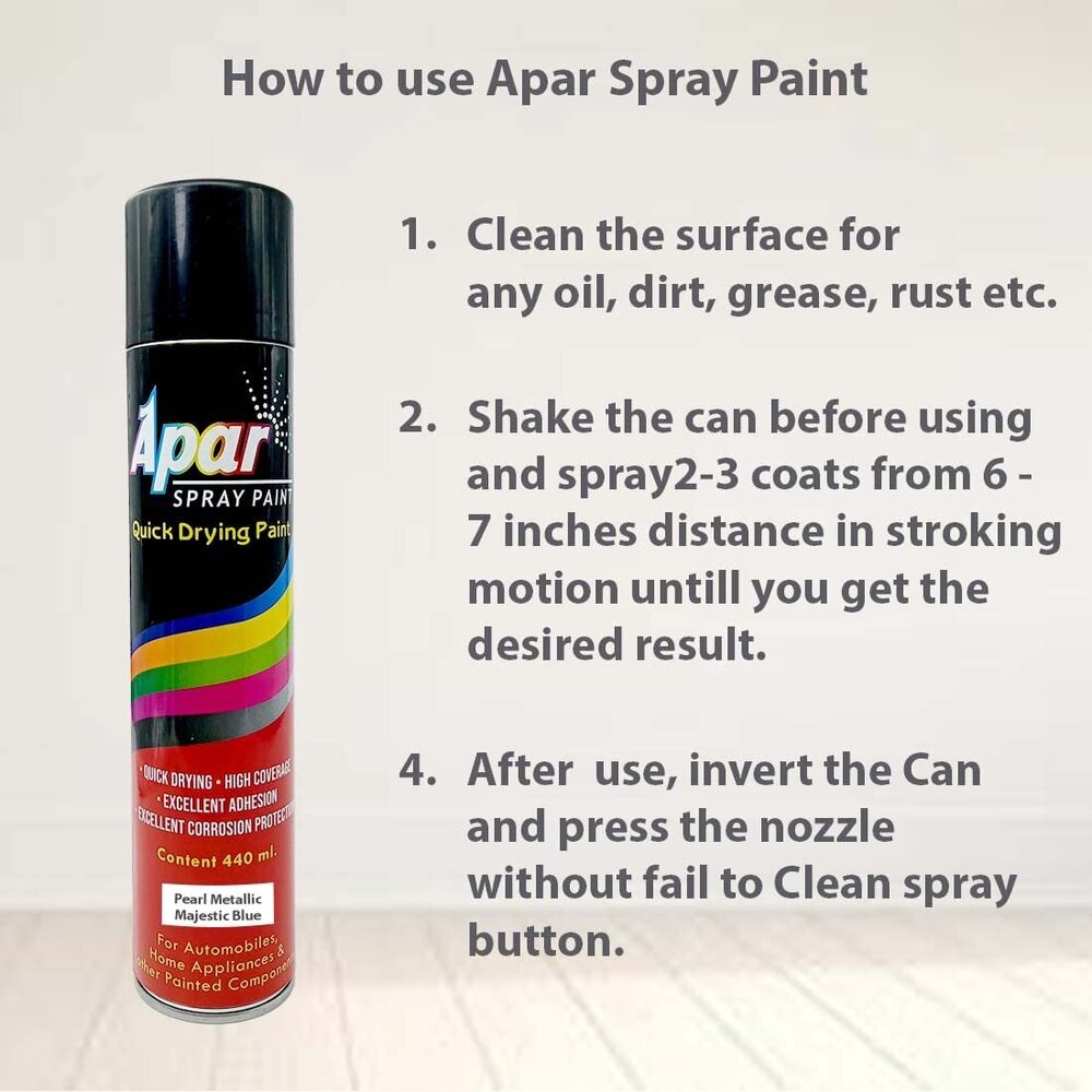 Apar Spray Paint Can Pearl Metallic Majistic Blue - 440 Ml, For Electric Rickshaw, Bike, Cars, Home, Wood, Metal, Furnitures, Art And Craft Painting