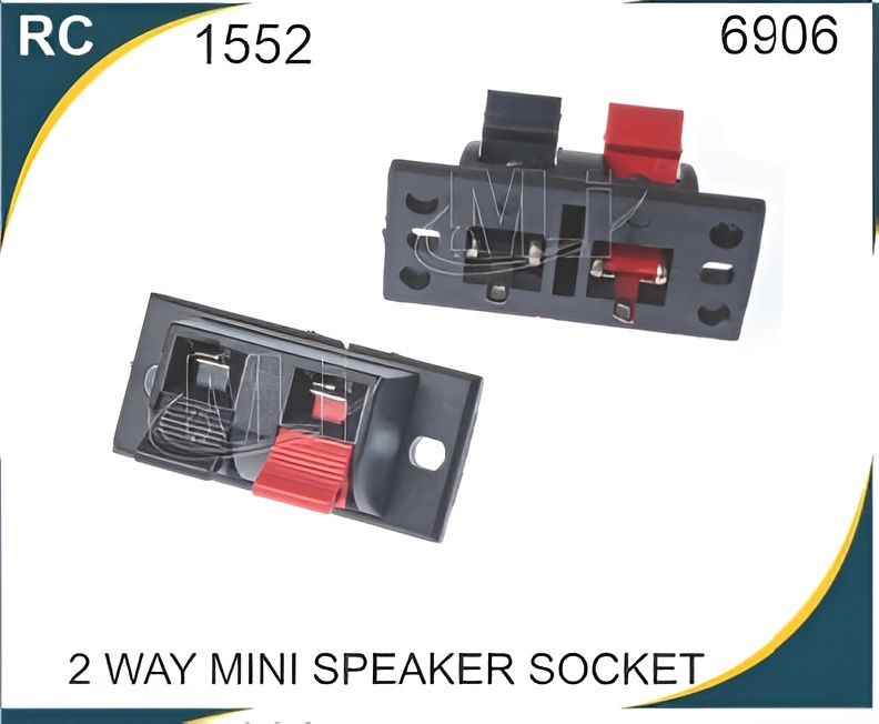 2 WAY MINI SPEAKER SOCKET - PLASTIC, STANDARD SIZE, Color-Coded Red/White/Yellow - Durable Design with Gold-Plated Contacts for Optimal Signal Transmission, Ideal for Cameras