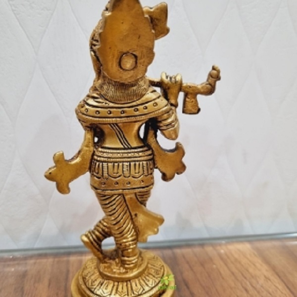 Lord Krishna Hand Carved decorative brass made statue