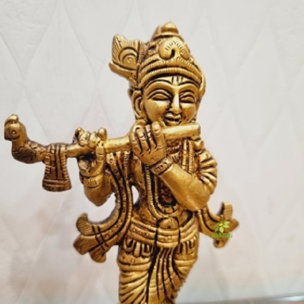 Lord Krishna Hand Carved decorative brass made statue