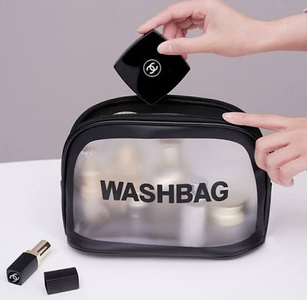 Cherrybox Makeup Bag Travel Cosmetic Bag For Women Girls - Pu Leather 23cm X 10cm X 16cm Pink And Black | Waterproof Zipper Pouch 12 Pieces