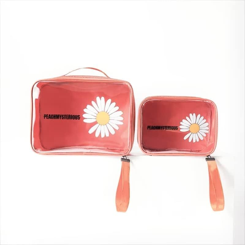 KAPO Makeup Travel Bag Organizer for Women Cute Cosmetic Storage Case Portable Large Capacity with Extra Pouch for Make-Up Brush Toiletry Jewellery - Pack of 2 (Large and Small )