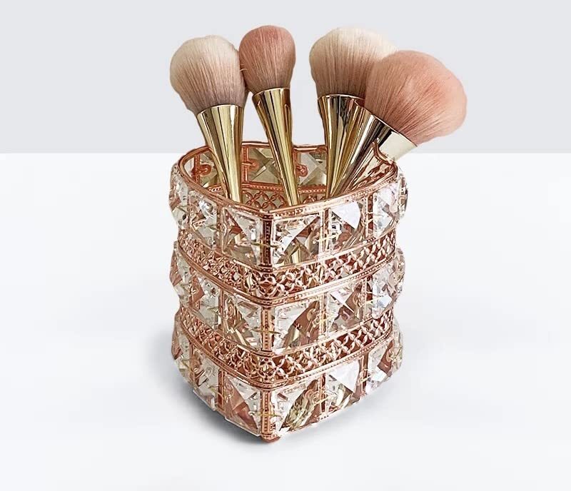 Cherrybox Heart Shape Crystal Makeup Brushes Holder, Pen/Pencil Holder, Jewelry Storage - Color: Silver