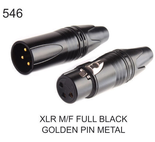 XLR M/F FULL BLACK GOLDEN PIN METAL