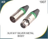 Xlr M/f Silver Metal Body Connector - Die-cast Zinc Alloy, 70mm X 19mm, Nickel-plated Silver Finish, Brass Gold/silver Contacts, Latch Lock