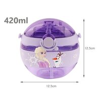 CherryBox 420ML Cartoon Print Kids Children Toddlers (Girls and Boys) Donut Water Bottle Soft Silicone Straw Strap Tritan BPA Free