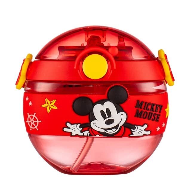 CherryBox 420ML Cartoon Print Kids Children Toddlers (Girls and Boys) Donut Water Bottle Soft Silicone Straw Strap Tritan BPA Free