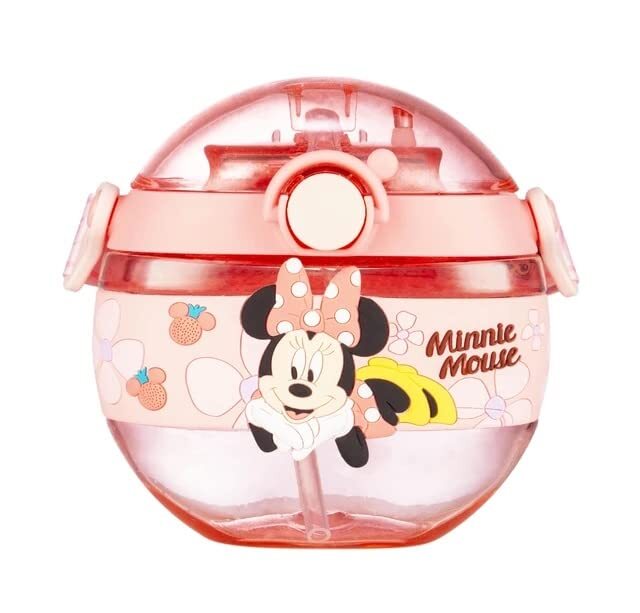 CherryBox 420ML Cartoon Print Kids Children Toddlers (Girls and Boys) Donut Water Bottle Soft Silicone Straw Strap Tritan BPA Free