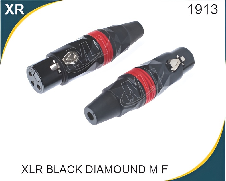 XLR Black Diamond M/F Both Golden Pin - Metal, 3-Pin Configuration, Diverse Applications, Heavy Duty Design, Ideal for Professional Audio Equipment