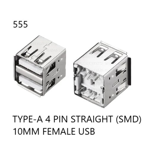 TYPE -A4 PIN STRAIGHT (SMD) 10 MM FEMALE USB