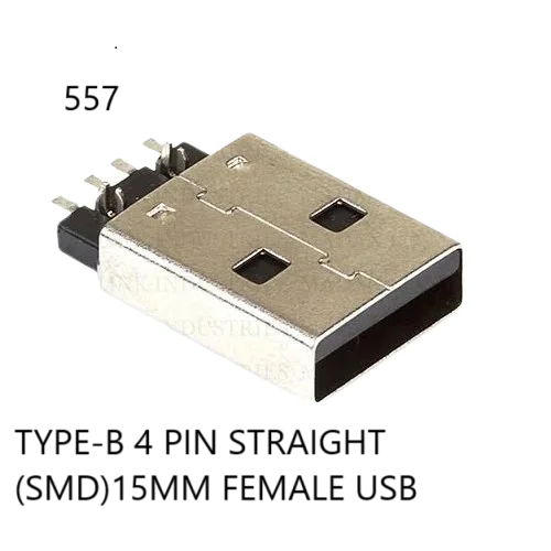 TYPE-B 4 PIN STRAIGHT (SMD) 15 MM FEMALE USB