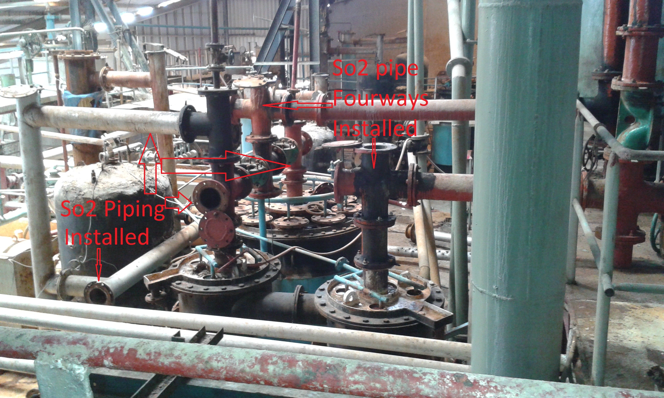 FRP Diaphragm Valves for SO2 piping in sugar factory